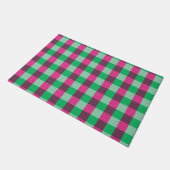 Pink Green Gingham Karo Design Fußmatte (Schrägansicht)