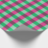 Pink Green Gingham Karo Design Geschenkpapier (Ecke)