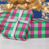 Pink Green Gingham Karo Design Geschenkpapier