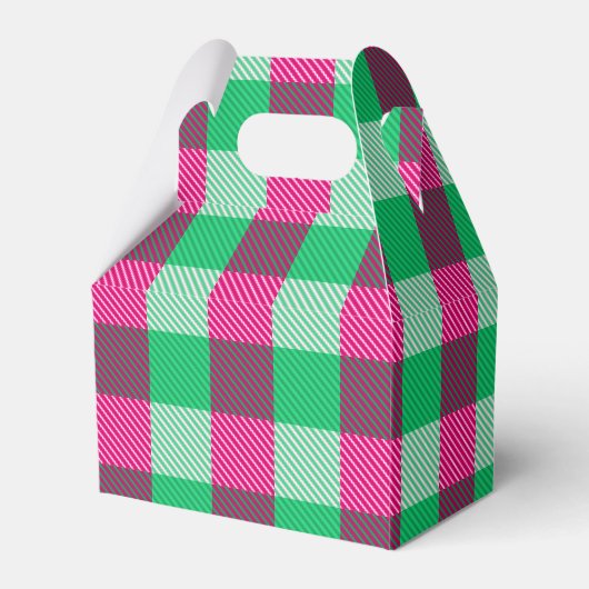 Pink Green Gingham Karo Design Geschenkschachtel (Vorderseite)