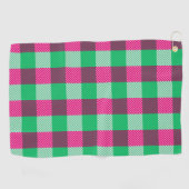 Pink Green Gingham Karo Design Golfhandtuch (Horizontal)