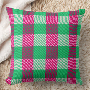 Pink Green Gingham Karo Design Kissen