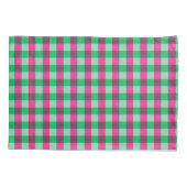 Pink Green Gingham Karo Design Kissenbezug (Rückseite)