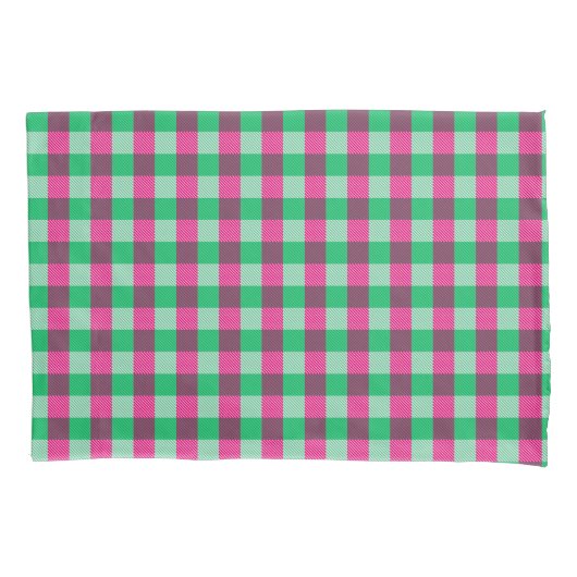 Pink Green Gingham Karo Design Kissenbezug (Vorderseite)