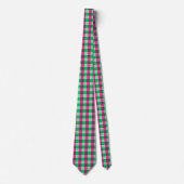 Pink Green Gingham Karo Design Krawatte (Vorderseite)