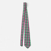 Pink Green Gingham Karo Design Krawatte (Rückseite)