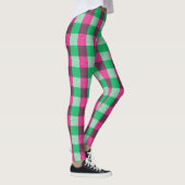 Pink Green Gingham Karo Design Leggings (Rechts)