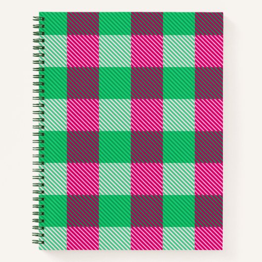 Pink Green Gingham Karo Design Notizblock (Vorderseite)