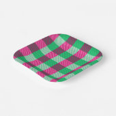 Pink Green Gingham Karo Design Pappteller (Gewinkelt)