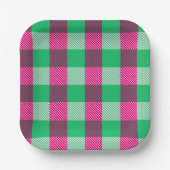 Pink Green Gingham Karo Design Pappteller (Vorderseite)