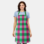 Pink Green Gingham Karo Design Schürze (Getragen)