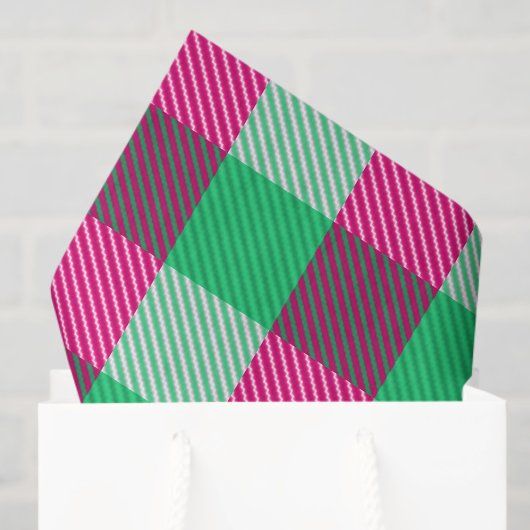 Pink Green Gingham Karo Design Seidenpapier