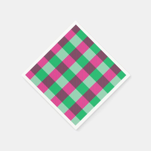 Pink Green Gingham Karo Design Serviette (Ecke)