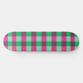 Pink Green Gingham Karo Design Skateboard (Horizontal)