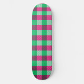 Pink Green Gingham Karo Design Skateboard (Vorderseite)