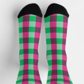 Pink Green Gingham Karo Design Socken (Oben)