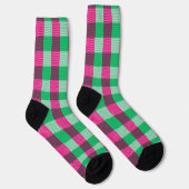 Pink Green Gingham Karo Design Socken (Rechts)