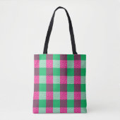 Pink Green Gingham Karo Design Tasche (Vorderseite)
