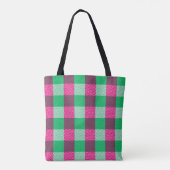 Pink Green Gingham Karo Design Tasche (Rückseite)