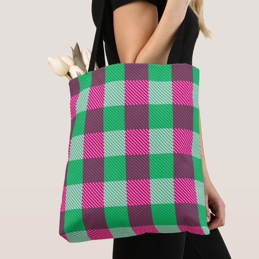 Pink Green Gingham Karo Design Tasche