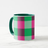 Pink Green Gingham Karo Design Tasse (Vorderseite Links)
