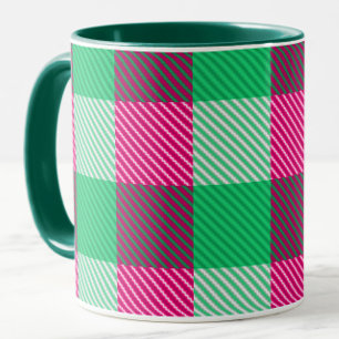 Pink Green Gingham Karo Design Tasse