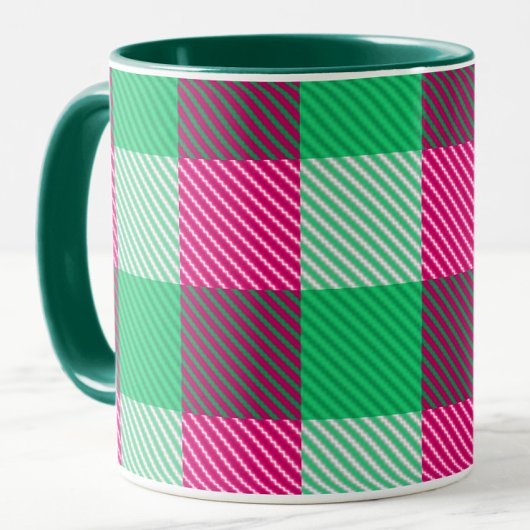 Pink Green Gingham Karo Design Tasse
