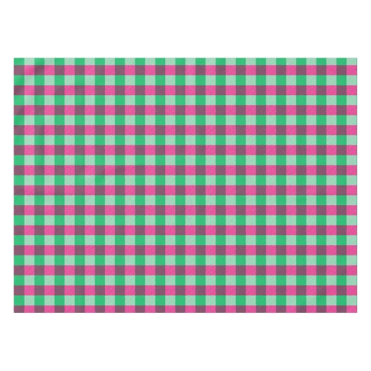 Pink Green Gingham Karo Design Tischdecke (Vorderseite (Horizontal))