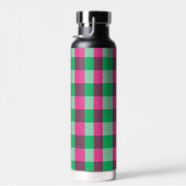 Pink Green Gingham Karo Design Trinkflasche (Rechts)