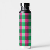 Pink Green Gingham Karo Design Trinkflasche (Links)