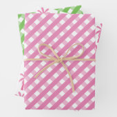 Pink & Green Gingham & Palm Trees Geschenkgutschei Geschenkpapier Set (Beispiel)