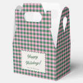 Pink Green Gingham Plaid Personalized Christmas Geschenkschachtel (Geöffnet)