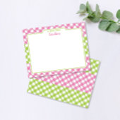 Pink Green Gingham Preppy Girly Stationery Mitteilungskarte