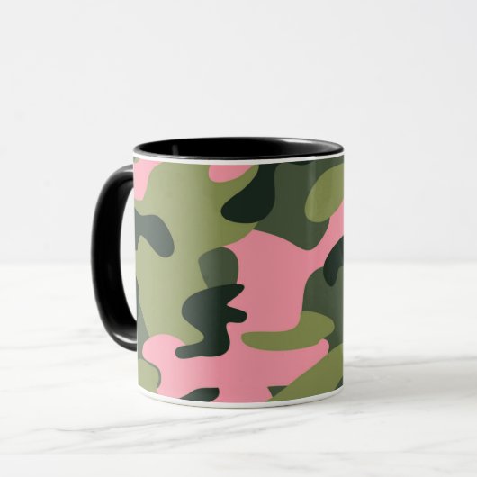 Pink & Green Girl Camouflage Camouflage Muster Tasse (Vorderseite Links)