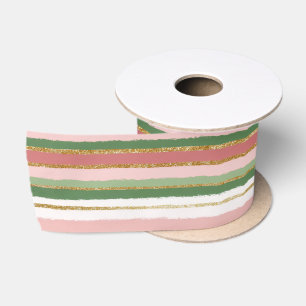 Pink Green Gold Streifen Weihnachten Satinband