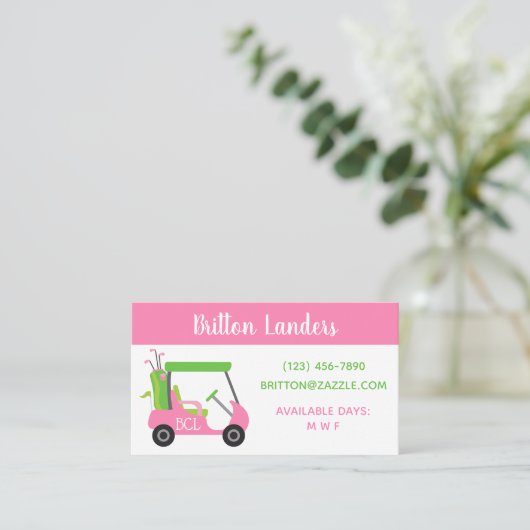 Pink & Green Golf Business oder Kontaktkarten Visitenkarte (Stehend Vorderseite)