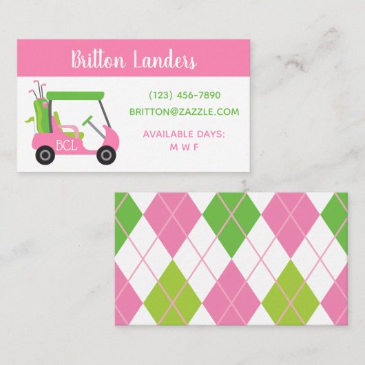 Pink & Green Golf Business oder Kontaktkarten Visitenkarte (Vorne/Hinten)