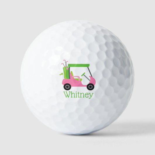 Pink & Green Golf Cart Personalisierte Golfplätze Golfball (Vorderseite)