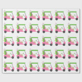 Pink & Green Golf Cart Wrapping Paper Geschenkpapier (Flach)