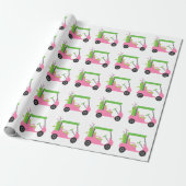 Pink & Green Golf Cart Wrapping Paper Geschenkpapier (Ungerollt)