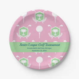 Pink & Green - Golf League Party Plate Pappteller