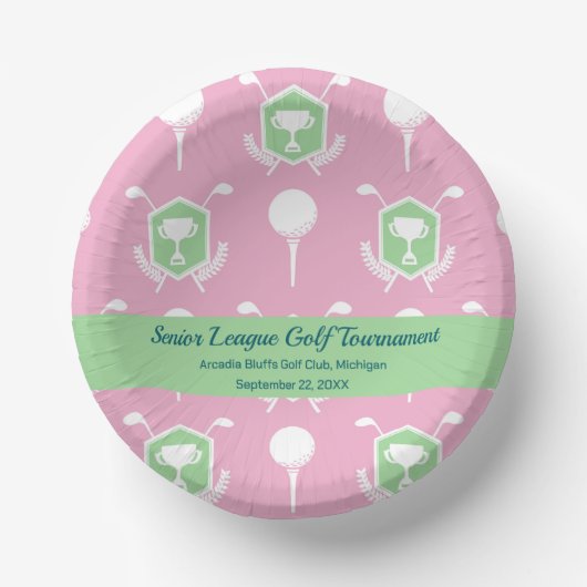 Pink & Green - Golf League Party Plate Pappteller (Vorderseite)