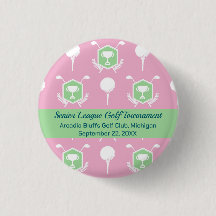 Pink & Green - Golf Liga Party Favor Knopf