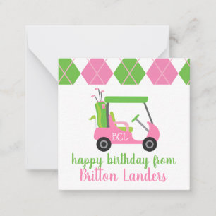 Pink & Green Golf personalisieren Geschenkkarten Mitteilungskarte