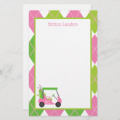 Pink & Green Golf Personalisiert Stationery (Vorne/Hinten)