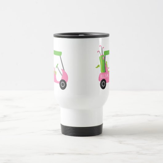 Pink & Green Golf Personalisierte Tasse des Comput (Mittel)