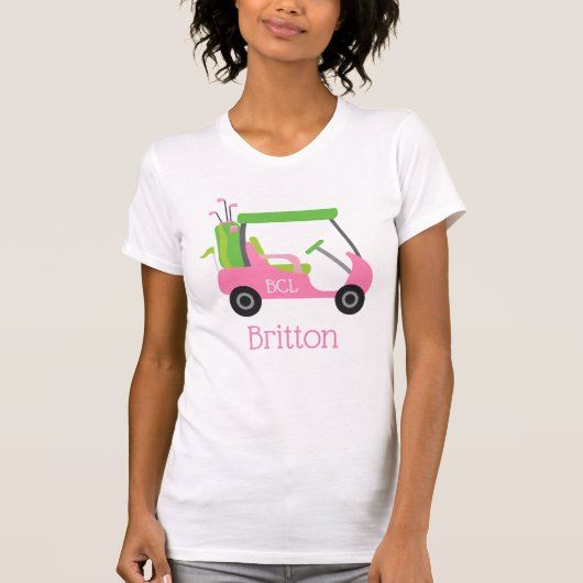 Pink & Green Golf Personalisierter T - Shirt (Vorderseite)