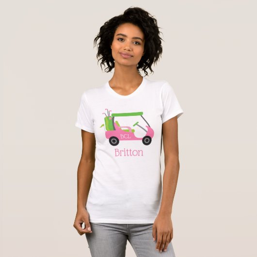 Pink & Green Golf Personalisierter T - Shirt (Vorne ganz)
