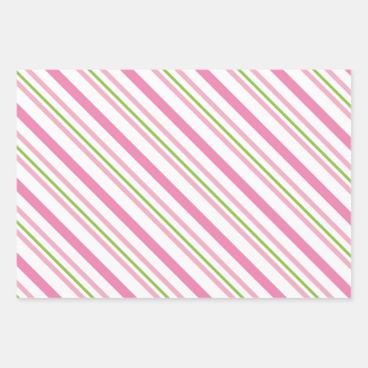 Pink & Green Golf Raute Streifen Geschenkblätter Geschenkpapier Set (Vorderseite 3)