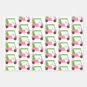 Pink & Green Golf Raute Streifen Geschenkblätter Geschenkpapier Set (Vorderseite 2)
